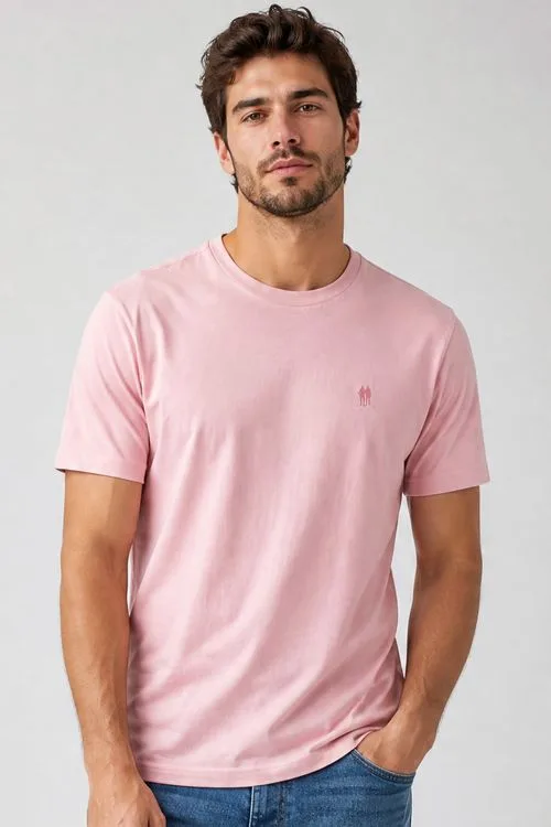 Camiseta Masculina Premium Algodão Polo Wear Rosa Médio