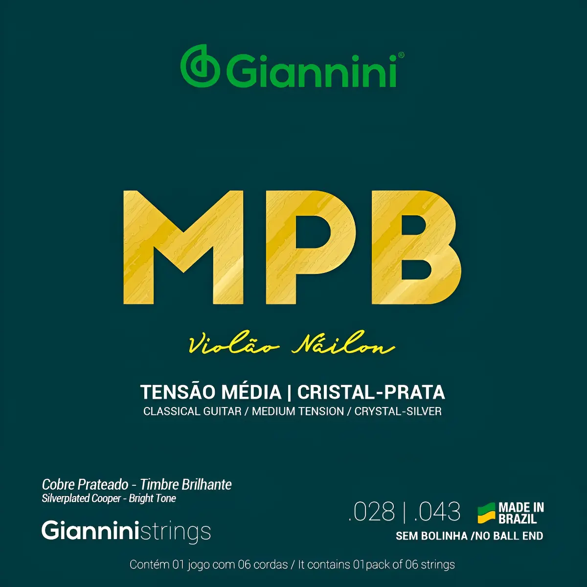 Encordoamento Violão Nylon Giannini Cristal- Prata Genws