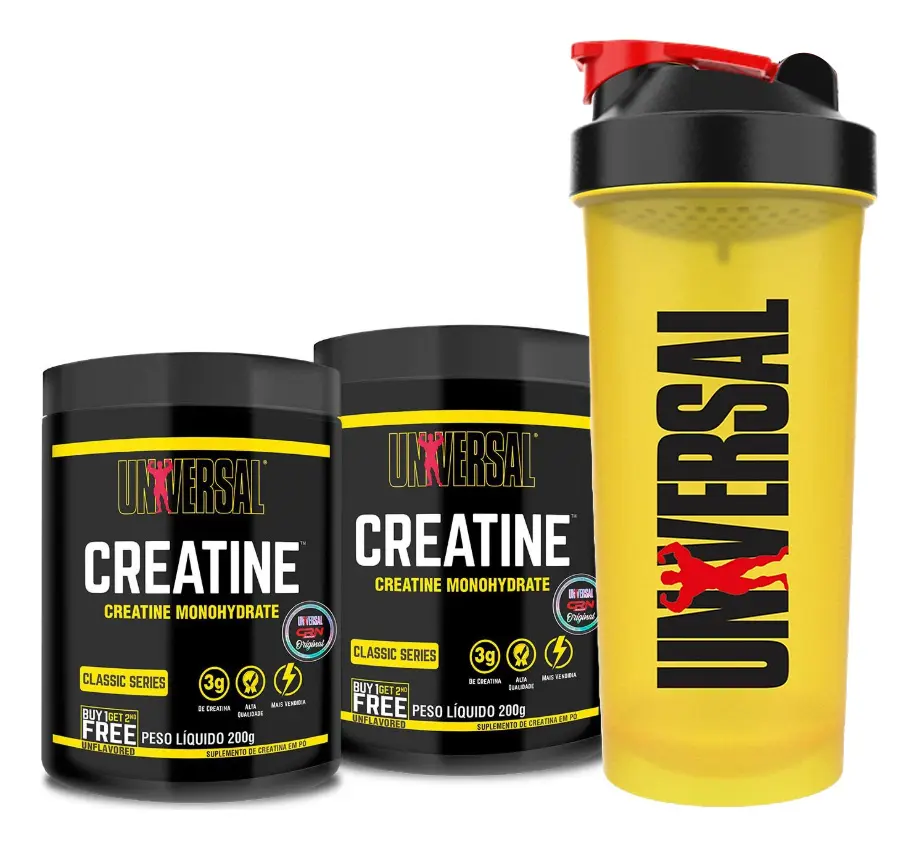 Creatina Monohydrate Universal Nutrition Em Pó 200g Com Coqueteleira Sem Sabor