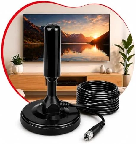 Antena Digital 4k Smart Tv Full Hd Amplificada Interna E Externa Cabo 5 Metros Base Imã - Montones