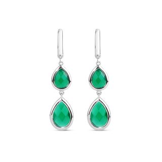 Conjunto Brinco Ivy em Prata 925 com Ágatas Verdes