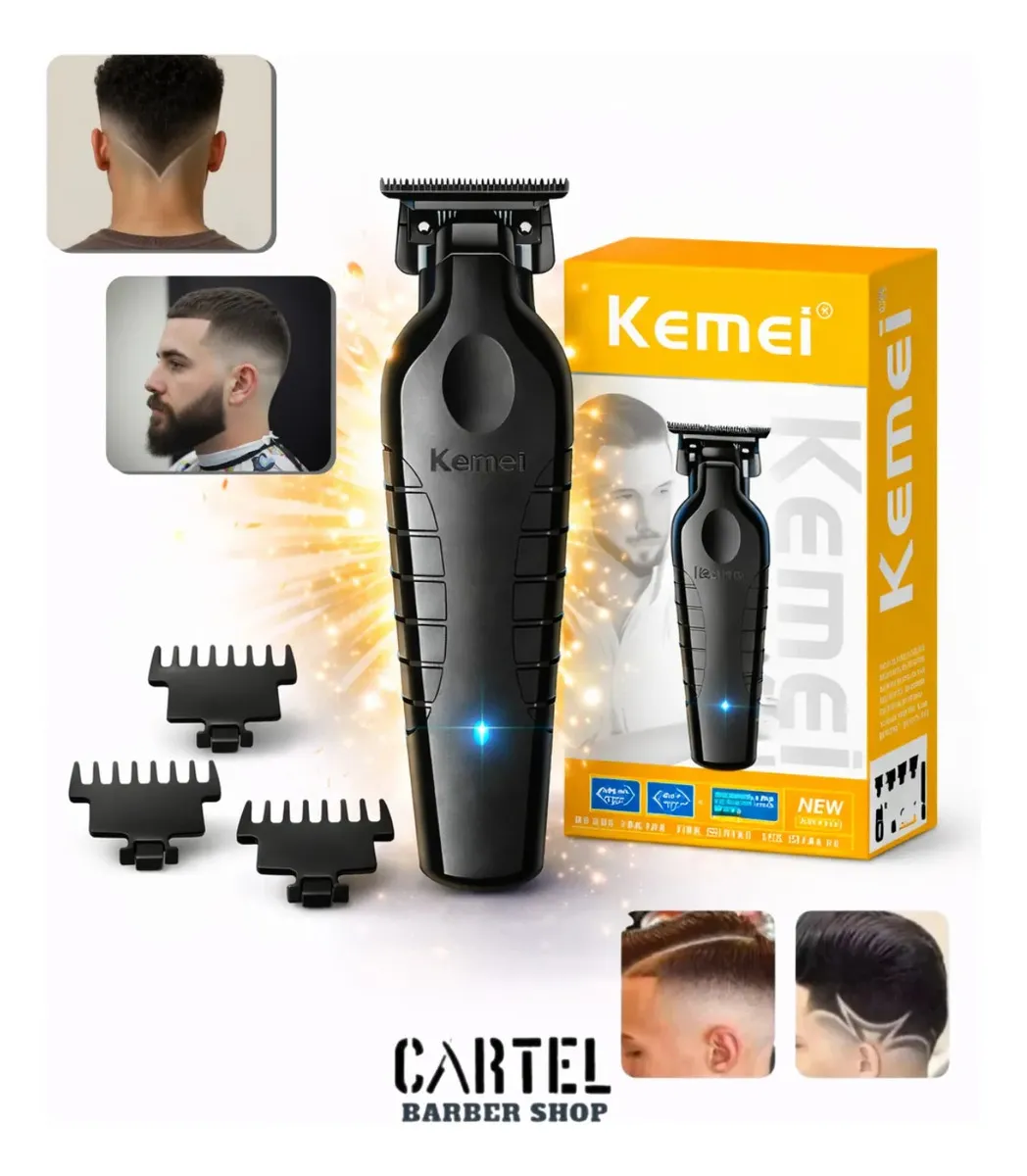 Máquina De Cortar Cabelo Acabamento Pezinho Barba Kemei Km-2299 Sem Fio Profissional Com Carregamento Usb Preto 127/220v