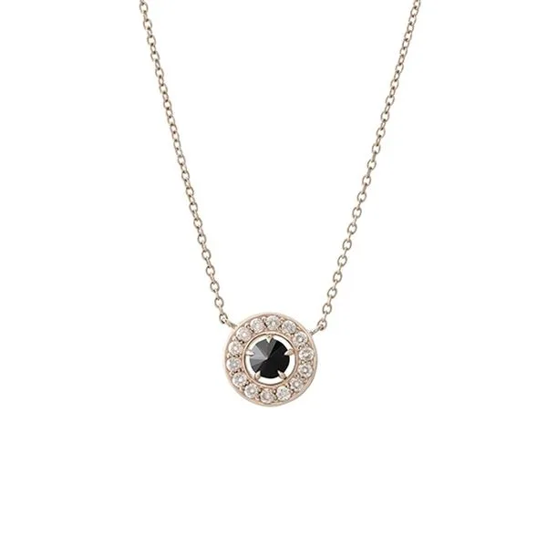 Pendente de Ouro Nobre 18K com diamante negro e diamantes brancos - Coleção Oitenta
