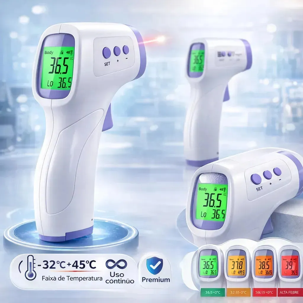 Termômetro Infravermelho Sem Contato Digital Medição Rápida Alta Precisão Display Lcd Memória Alarme Sensor Davely