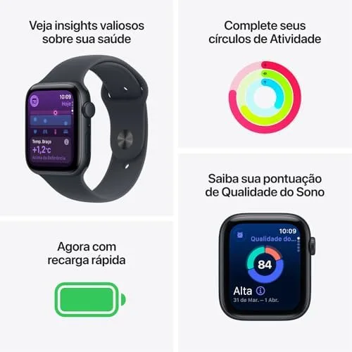 Apple Watch SE 3 GPS, Caixa em alumínio luz das estrelas de 40 mm com Bracelete desportiva luz das estrelas - P/M
