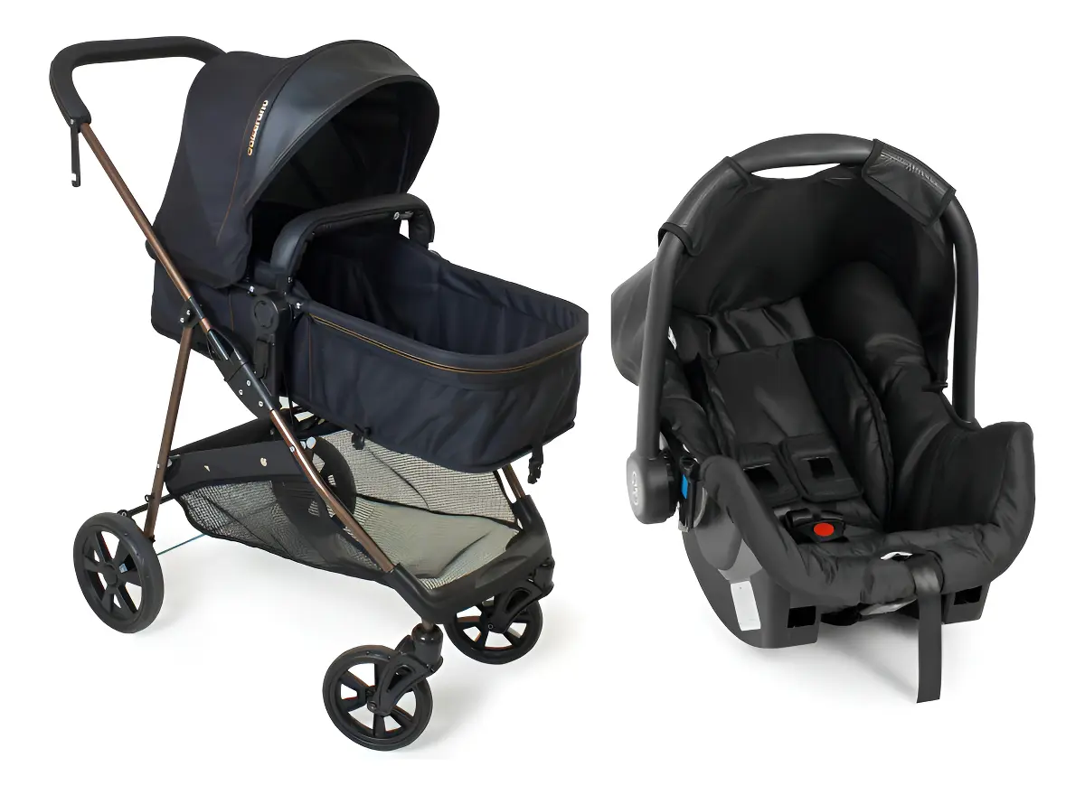 Carrinho Bebê Conforto Napoli Travel System Cobre Galzerano Preto