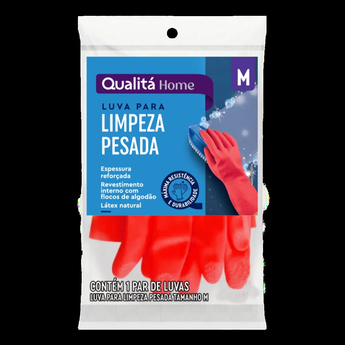 Luva Limpeza Pesada Vermelha Espessura Reforçada Qualitá M
