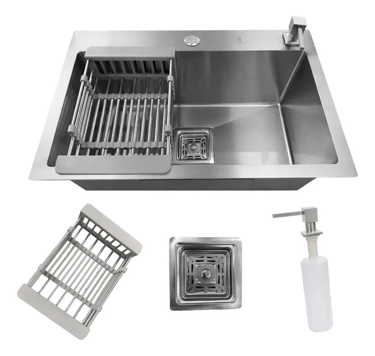 Cuba Cozinha Gourmet Quadrada Aço Inox 304 Escovada 60x40cm Com Acessórios Stillus Home Aço Inox Escovado