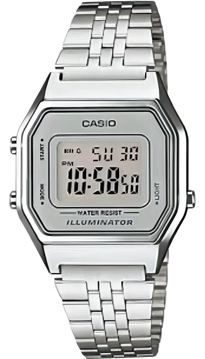 Relógio Casio Feminino Vintage Digital La680wa-7df Aço Prata Digital