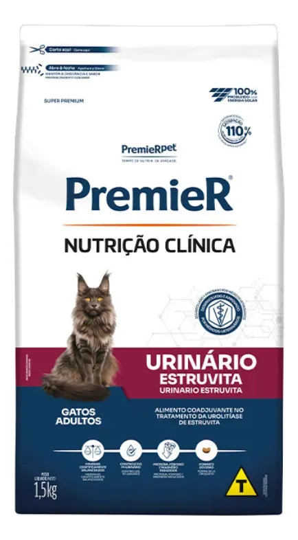 Ração Seca Premier Nutrição Clínica Urinário Gatos Adultos 1,5kg