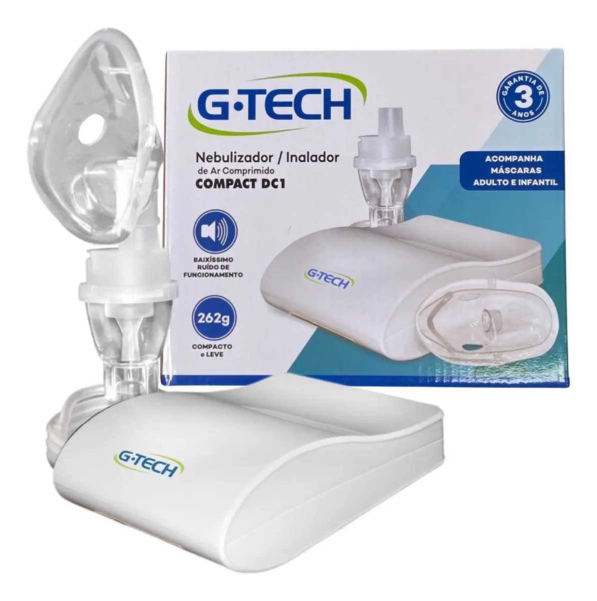 Inalador Nebulizador Gtech Infantil Adulto Silencioso Cor Branco Compact Dc1 127/220v