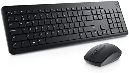 Combo Teclado e Mouse Dell KM3322W Sem Fio, Layout ABNT2 Português (Brasil), Receptor USB 2,4 GHz, Mouse Óptico 1.000 DPI com 3 Botões, Teclas Multimídia, Compatível com PC e Mac, Preto