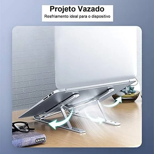 Suporte Para Notebook E MacBook em Alumínio com Altura Ajustável