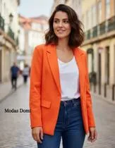 Modas Domi Blazer Feminino Casaquinho Alfaiataria Casaco Social com Botão Lindo Super Envio 6415