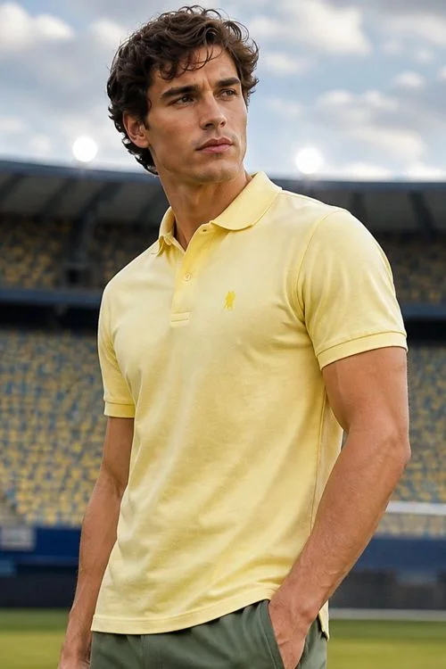 Polo Piquet Masculina Com Botões Polo Wear Amarelo Claro