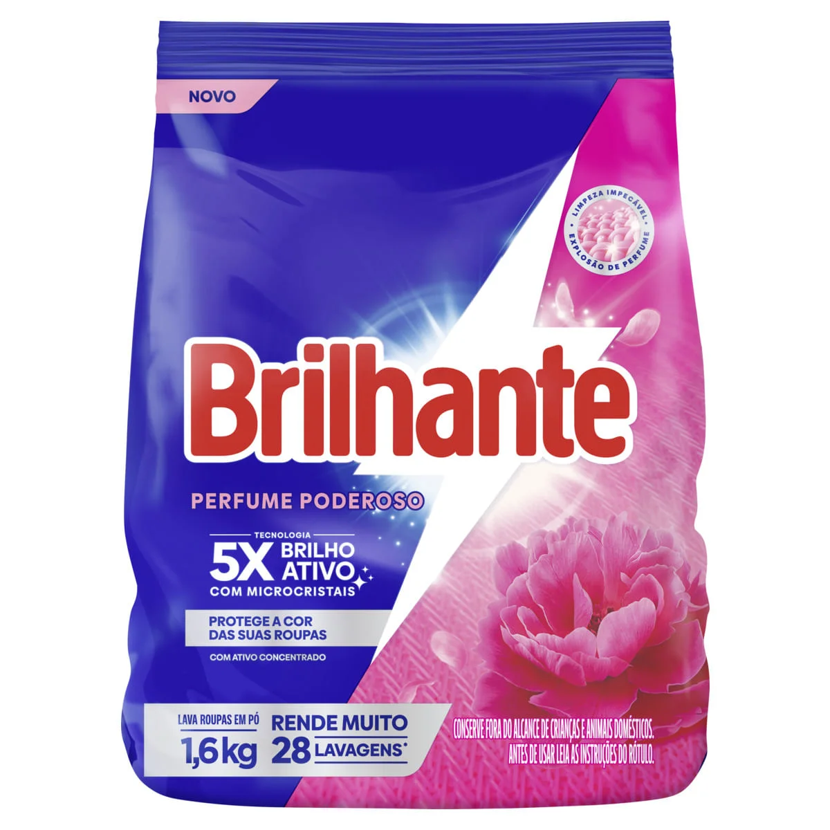 Sabão em Pó Concentrado Brilhante Perfume Poderoso 1,6kg