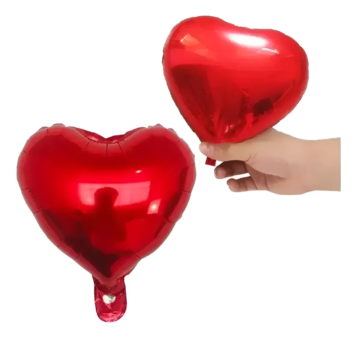 50 Balão Metalizado Coração Vermelho 22cm Peq Centro De Mesa