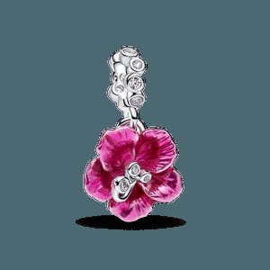Charm Prata Pendente Flor De Hibisco