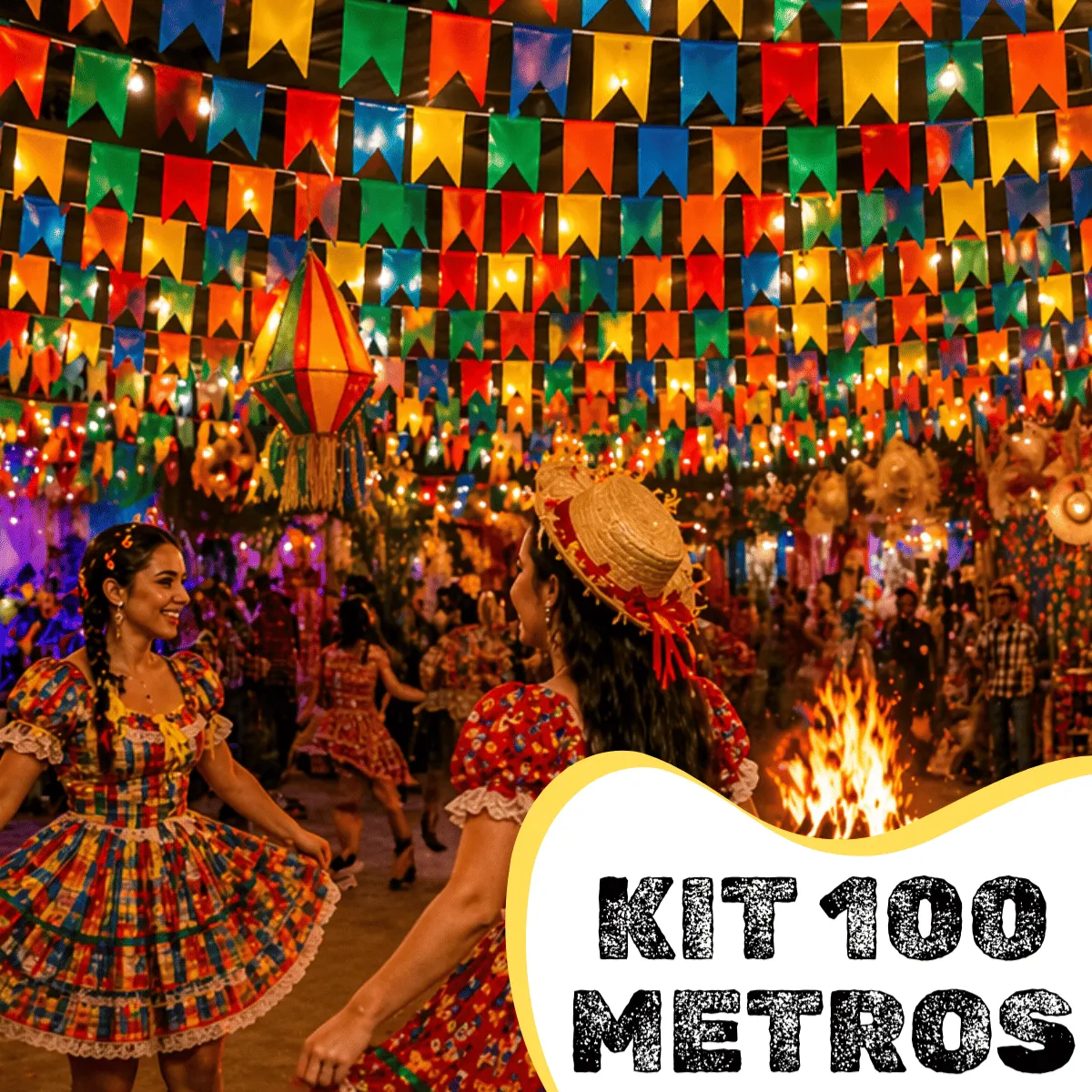 100 Metros Bandeirinha Plástica Grande Junina Julina Arraia