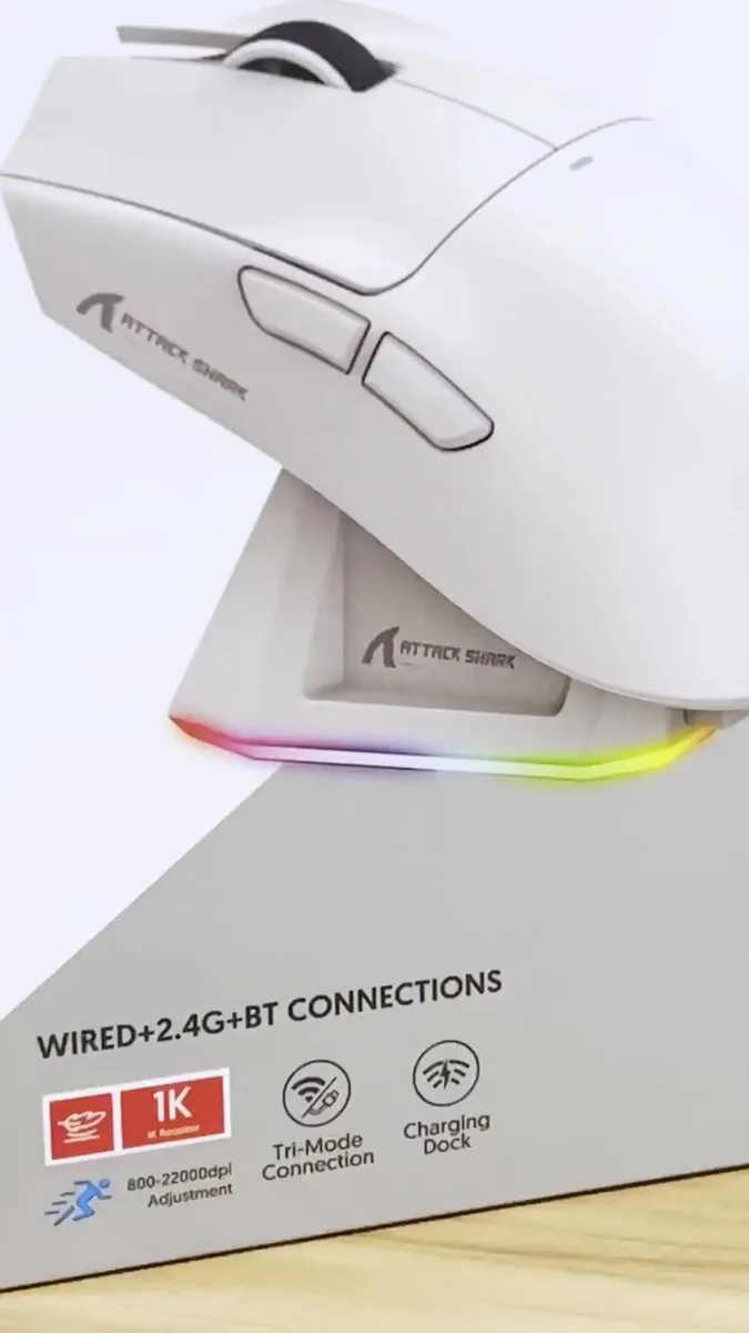 Mouse Gamer Attack Shark X11 22000dpi Sem Fio Usb Bluetooth