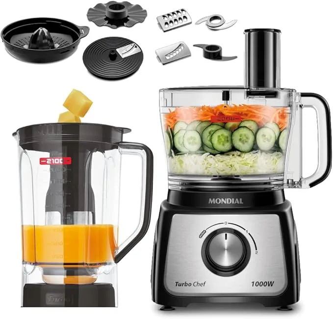 Multiprocessador Turbo Chef 9 Em 1 Mondial 1000w Mpn-01-bf Preto 127v