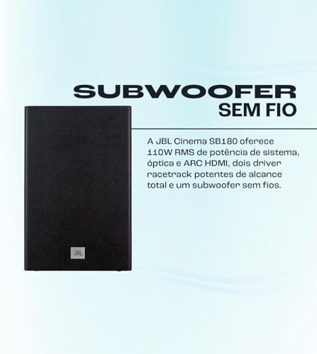 JBL, Soundbar, Bluetooth, Cinema SB180, 2.1 Canais, Subwoofer de 6,5" Sem Fio - Preta