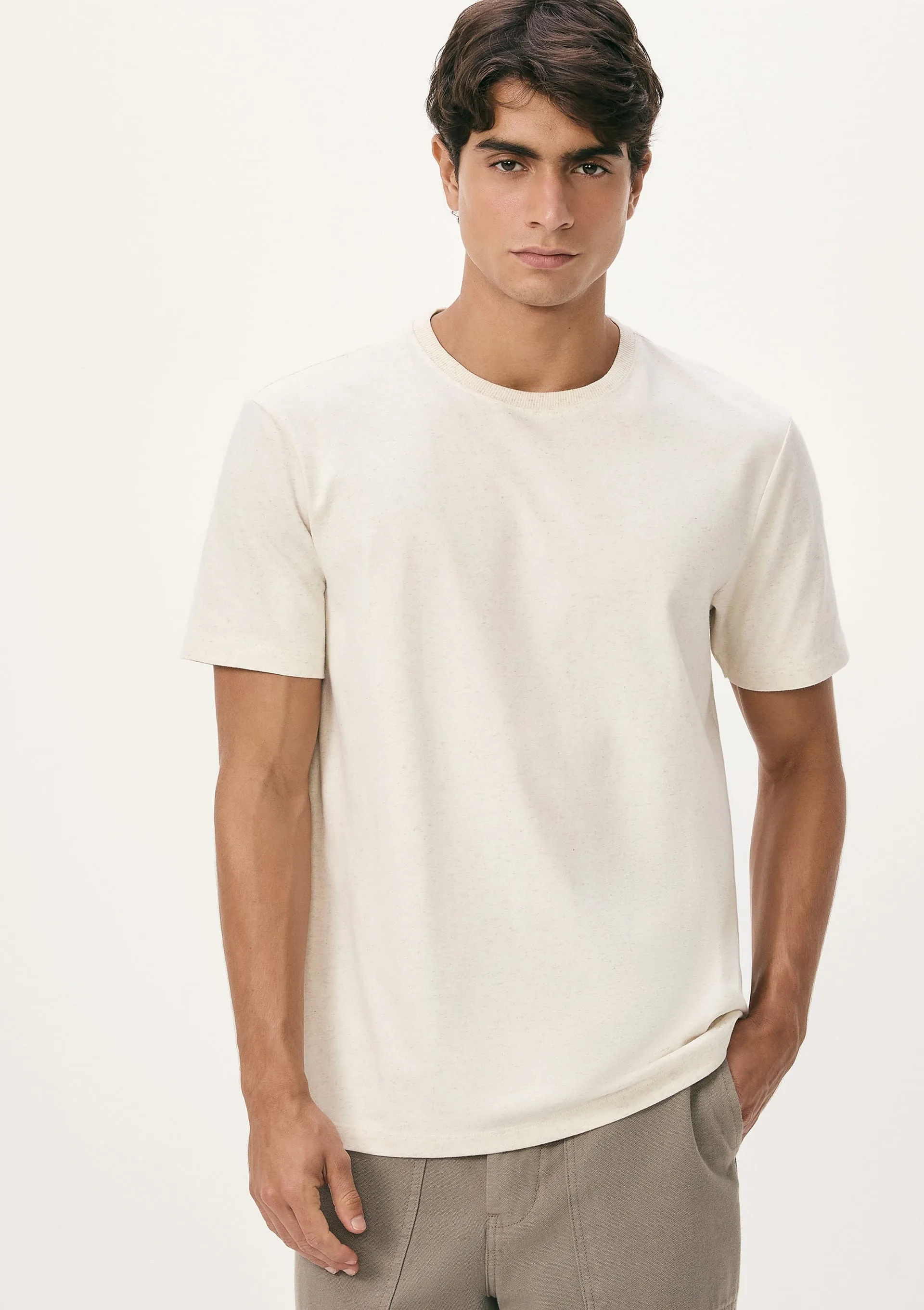 Camiseta Básica Masculina Comfort Super Cotton - Off white