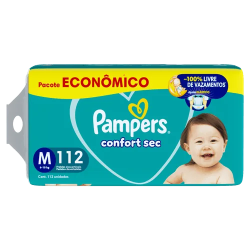 Fralda Pampers Confort Sec 112 unidades M