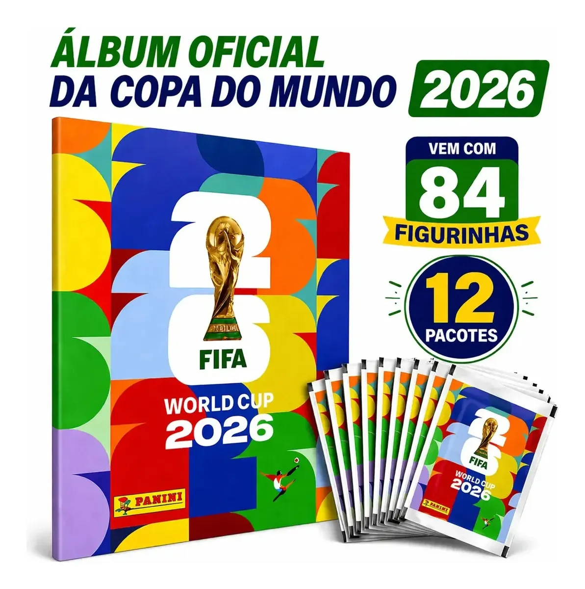 Kit Àlbum Copa Do Mundo Fifa 2026 + 12 Envelopes Figurinhas capa mole