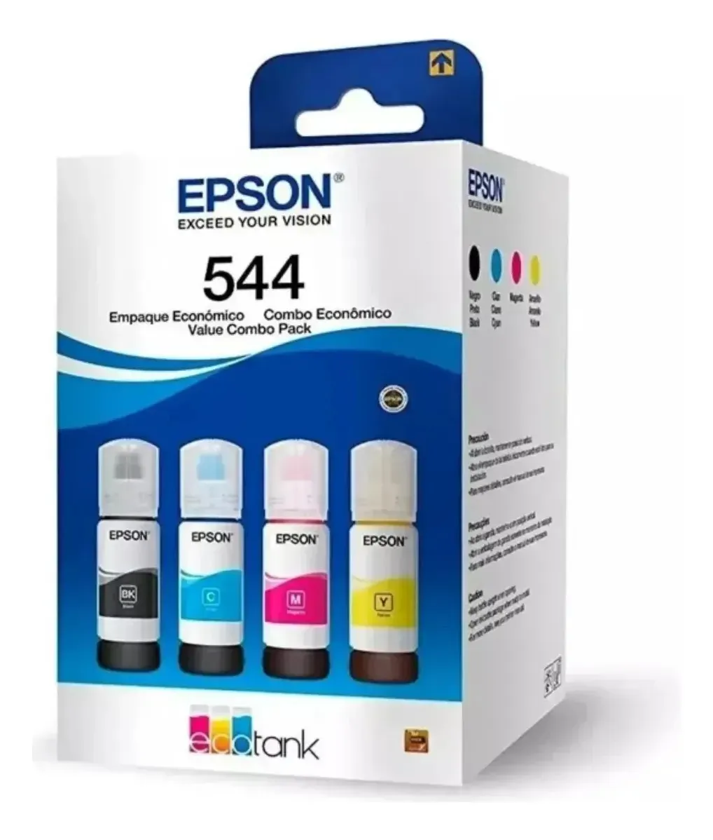 Kit 04 Tinta Epson L3150 T544 L3250 L3210 L1250 Tinta Preto - Ciano - Magenta - Amarelo