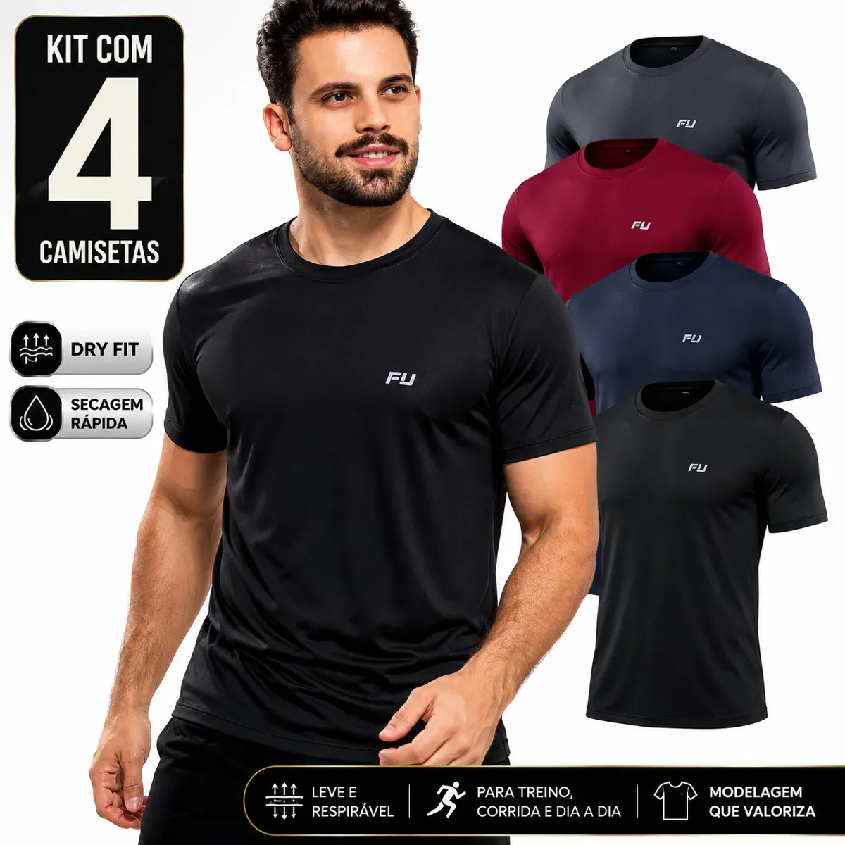 Camisa Dry Fit Kit Com 4 Academia Treino Corrida Premium
