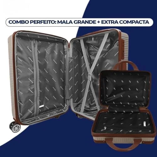 Mala de Bordo 10kg com Frasqueira Bagagem de Mão Expansivel Aprovada ANAC com 4 Rodas duplas 360° Cadeado AntiFurto TSA Mala de Viagem Alça Lateral com Divisória, Leve Resistente (Bege)