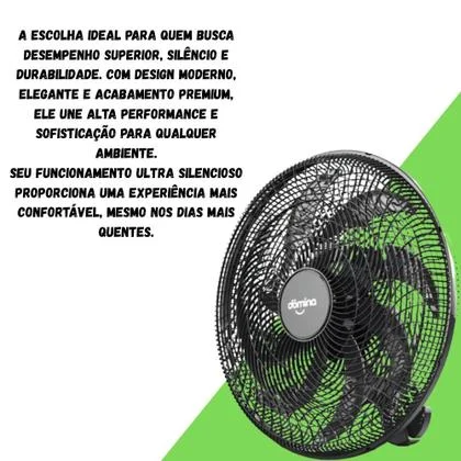 Ventilador De Parede Oscilante Eco Bivolt 250w 60cm Dômina Preto Bivolt Rolamento Duplo Blindado Térmico