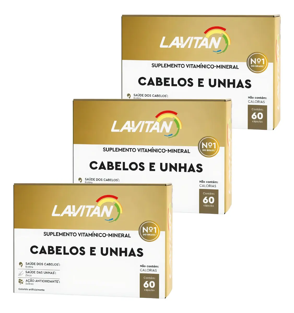Lavitan Vitamina Para Cabelos E Unhas Com 60 Cápsulas / Kit Com 3 Unidades De 60cps Sem Sabor