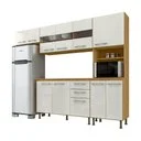 Cozinha Compacta 4 Peças Balcão com Tampo 3 Portas de Vidro Lara Yescasa