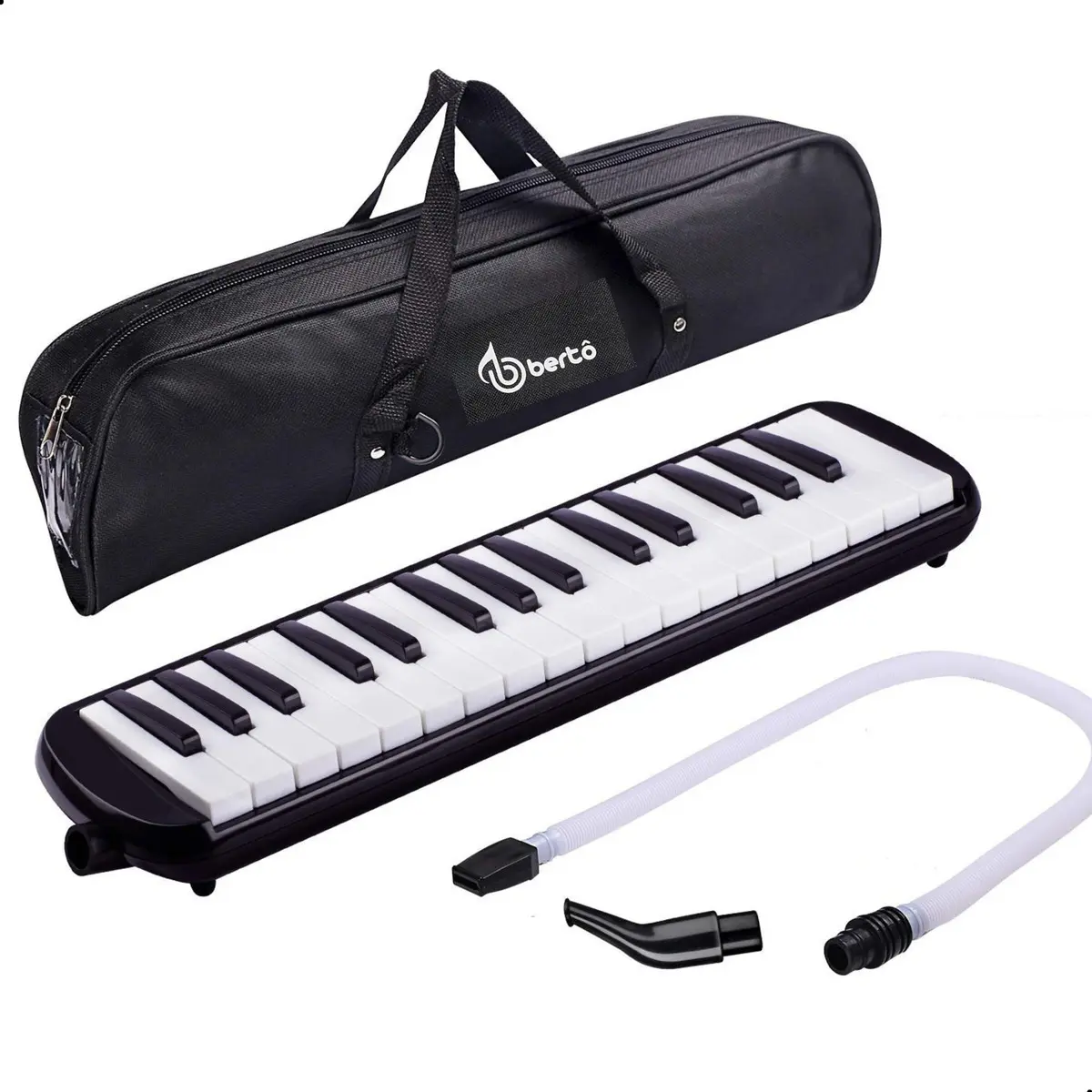 Escaleta Melodica Bertô Preto 32 Teclas Capa Bocal Mangueira