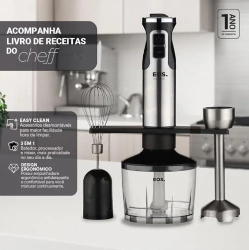 Mixer Eos 3 Em 1 12 Velocidades 850w Inox e Preto Emx03 110v