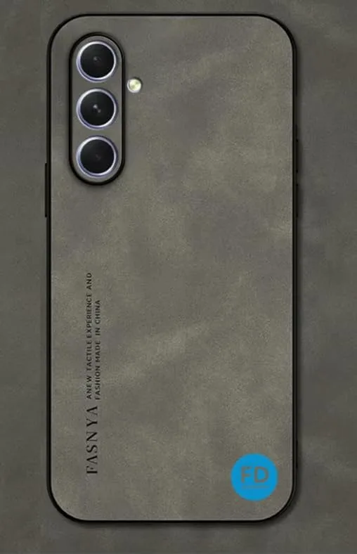 Case Capinha Capa para Galaxy S25 FE em Couro Camurça Premium Fosca Anti Impacto - FD Acessórios (Cinza Escuro)