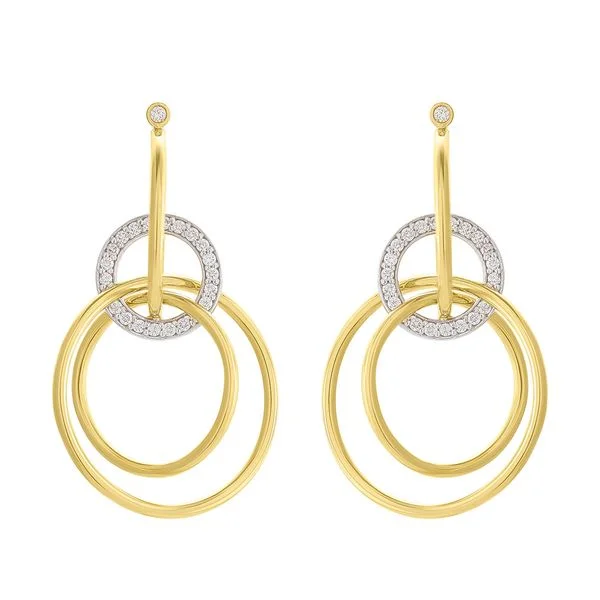 Brincos de ouro amarelo e ouro branco 18K com diamantes - Coleção Meteoros