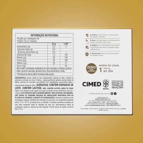 Multivitamínico Lavitan Cabelos E Unhas Com 60 Cápsulas