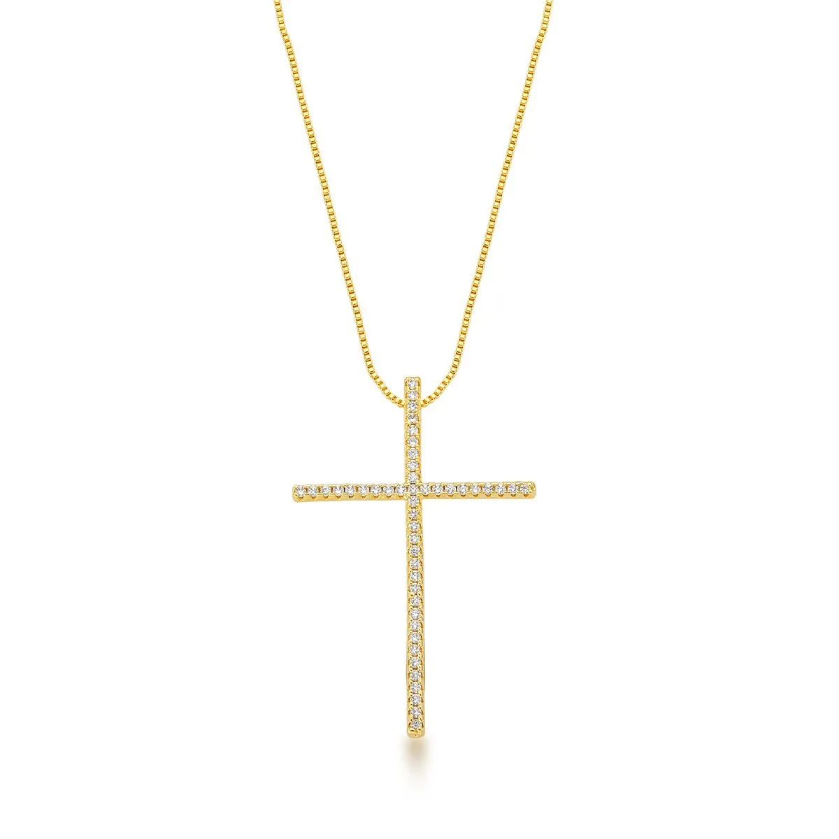 Colar com Crucifixo cravejado banhado a Ouro 18k