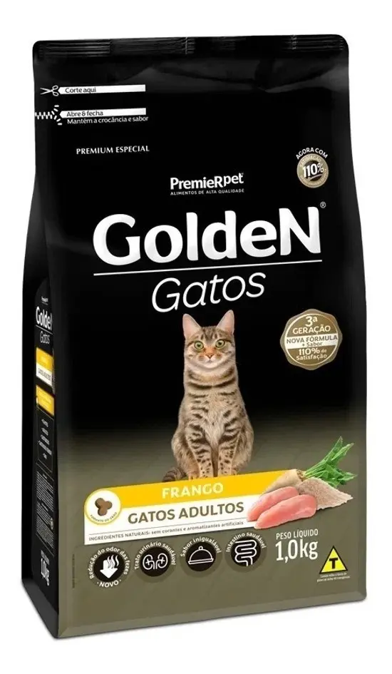 Raçao Golden Premium Para Gato Adulto Sabor Frango De 10.1 Kg