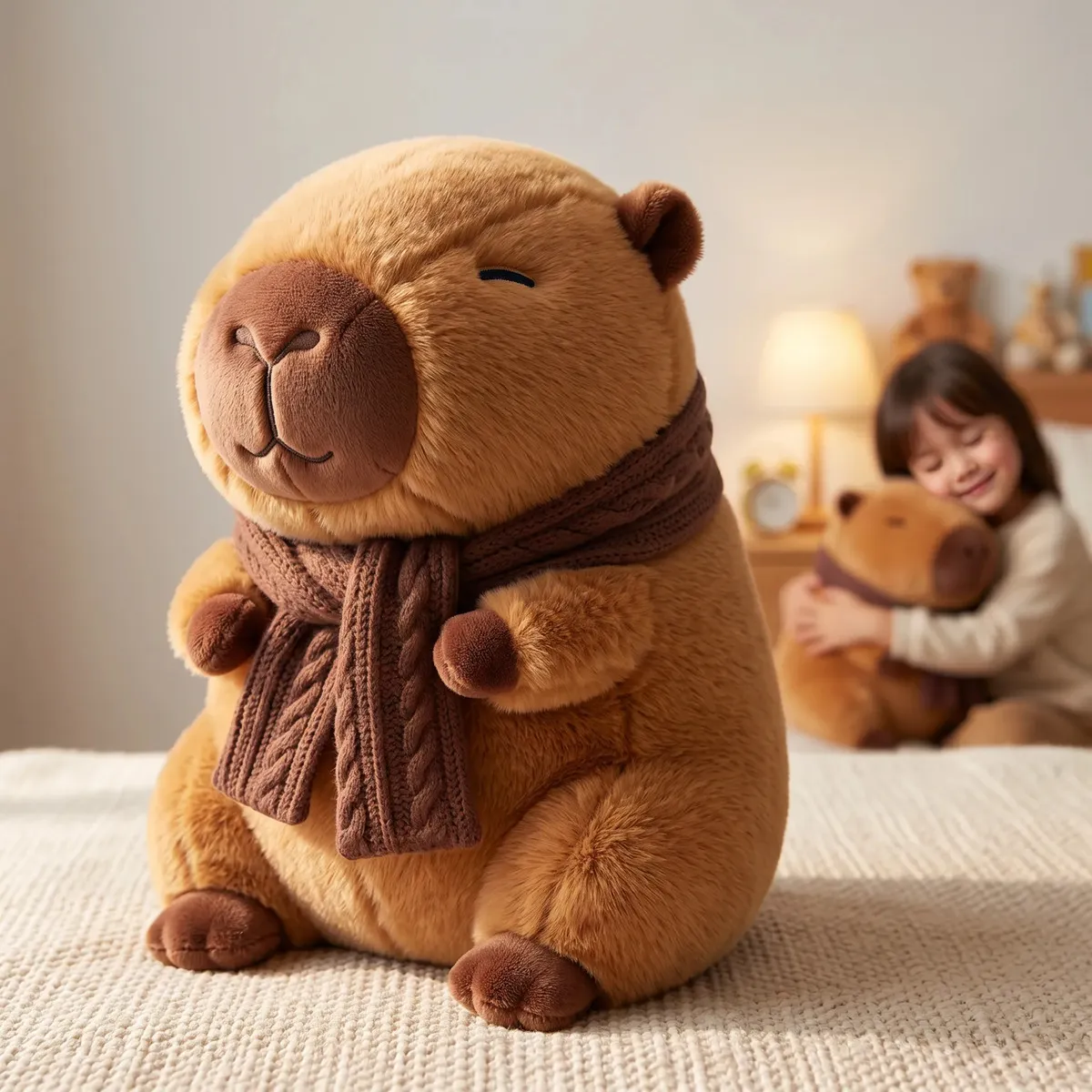 Pelúcia Capivara Cachecol Inverno Marrom Boneco Capybara Capibara Filó Bicho De Pelúcia Ursinho Brinquedo Animal Decoração Enfeite Quarto Dormitório Infantil Colecionável Presente Brasiliana Tech