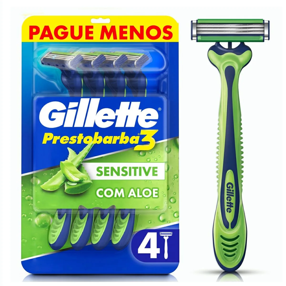 Aparelho De Barbear Gillette Prestobarba3 Sensitive 4 Unidades
