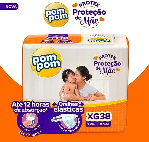 Fralda Pom Pom Protek Proteção de Mãe Mega XG 38 Unidades