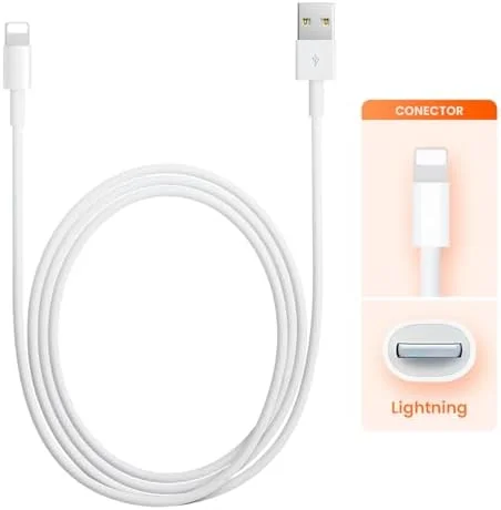 Cabo USB para Lightning Reforçado 1M, Compatível com iPhone 6 7 8 X Xs 11 Se 12 Xr 13 14 Pro Max – Carregamento Turbo e Transferência de Dados