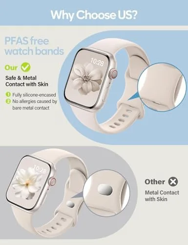 Pulseiras esportivas de silicone compatível com pulseiras de Apple Watch de 38 mm, 40 mm, 41 mm femininas e masculinas, pulseira de substituição esportiva macia e