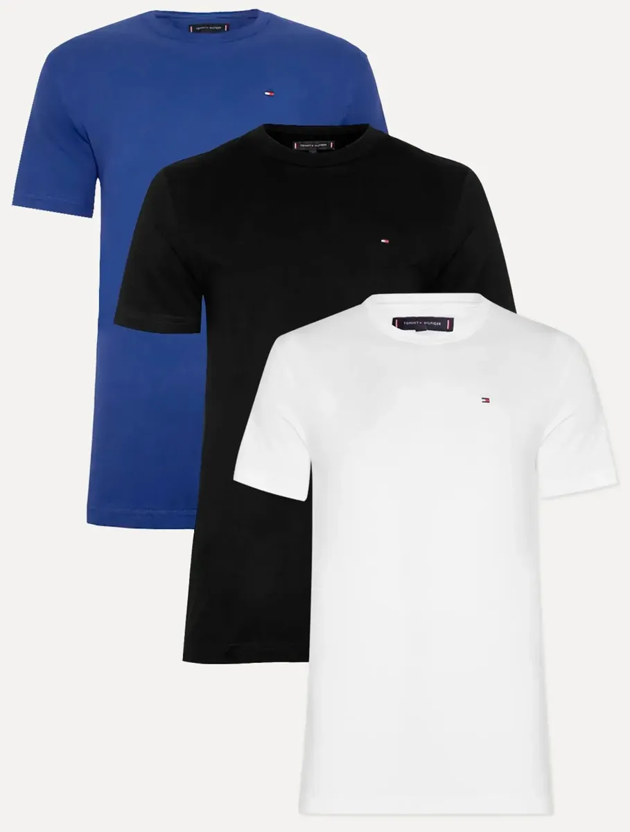 Kit Camisetas Tommy Hilfiger Preta/branca/azul - Original