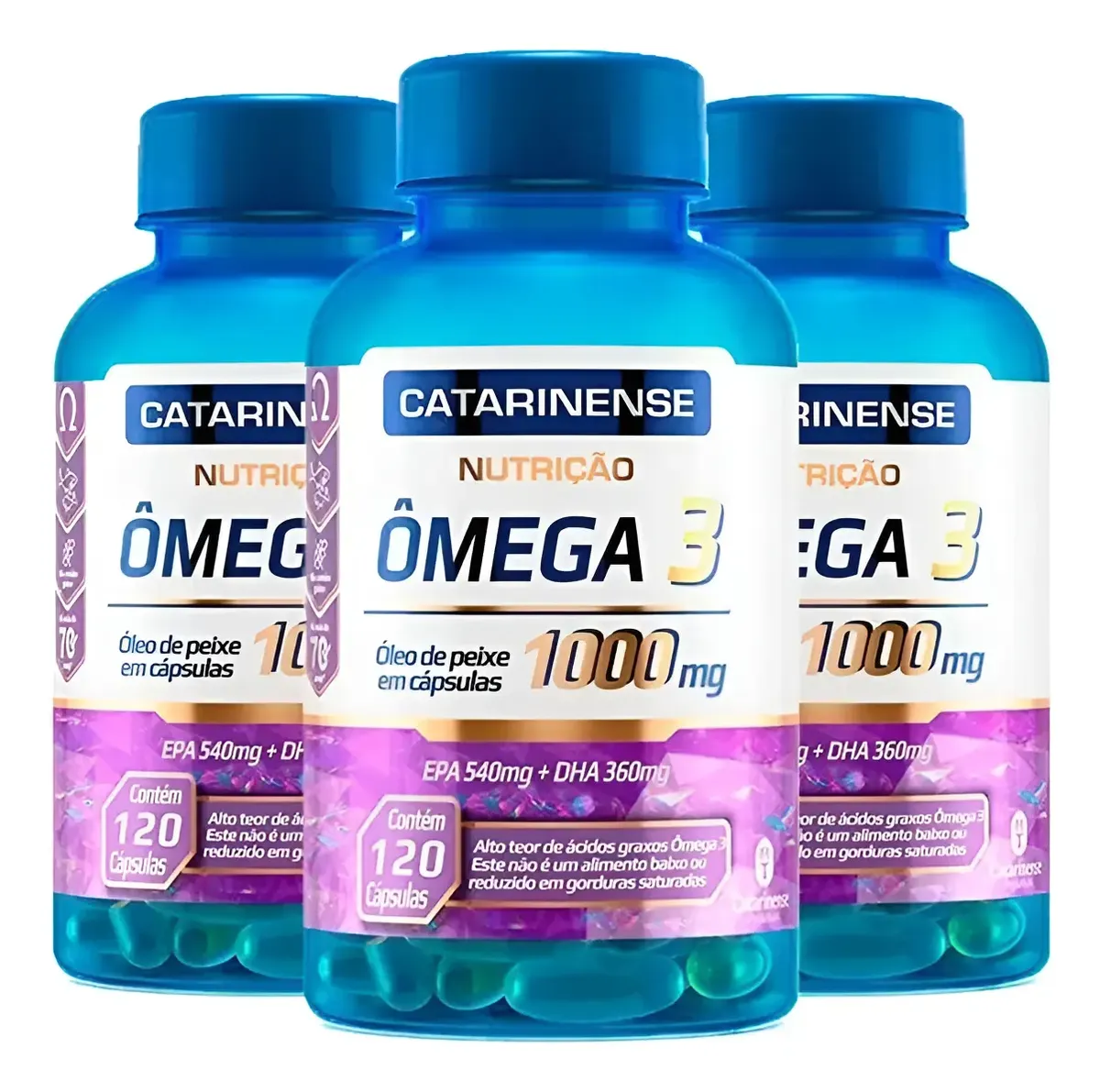 3x Ômega 3 Original Catarinense Pharma 1000mg 120 Cápsulas Bld67678c