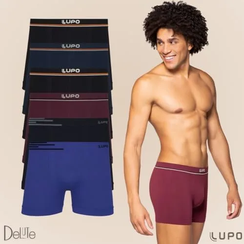 Kit 6 Cuecas Boxer Lupo Microfibra Poliamida Sem Costura Adulto Masculino